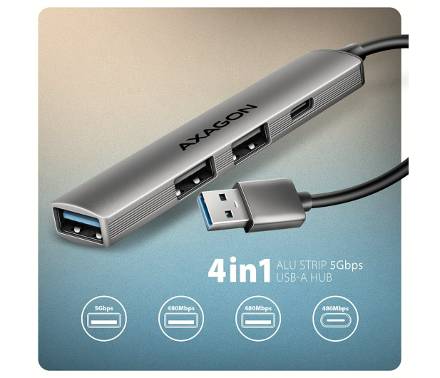 Axagon HUE-STA ALU STRIP USB-A 4 port hub - 1485468 - zdjęcie 2